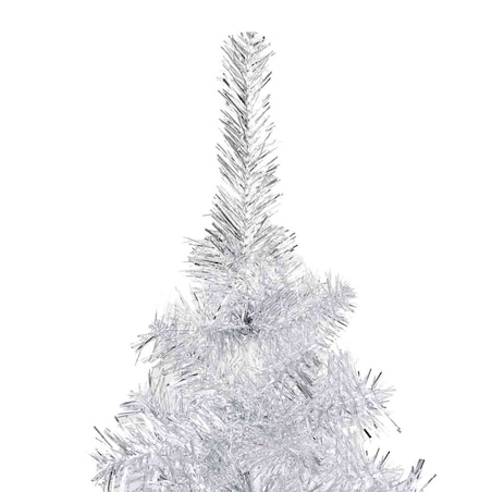 vidaXL Sztuczna choinka z lampkami i bombkami, srebrna, 150 cm, PET