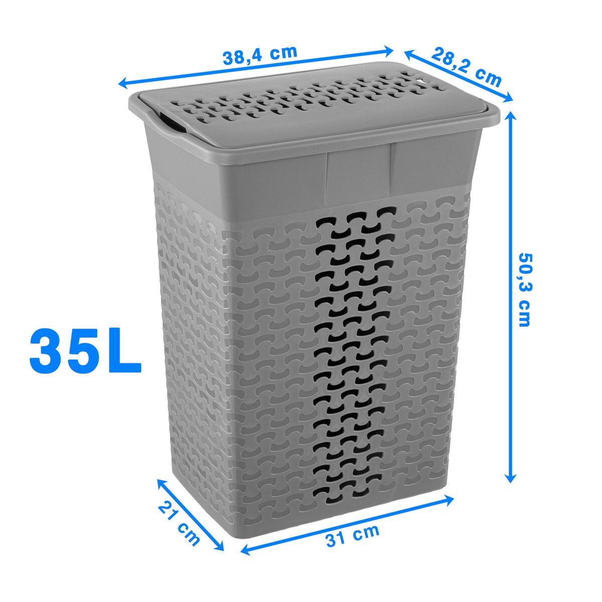 Kosz Na Pranie Bieliznę Wolnostojący Łazienkowy 35 L Szary