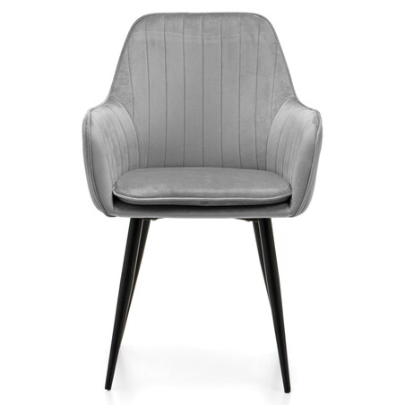 Krzesło tapicerowane EMILIA jasnoszara welur salon jadalnia