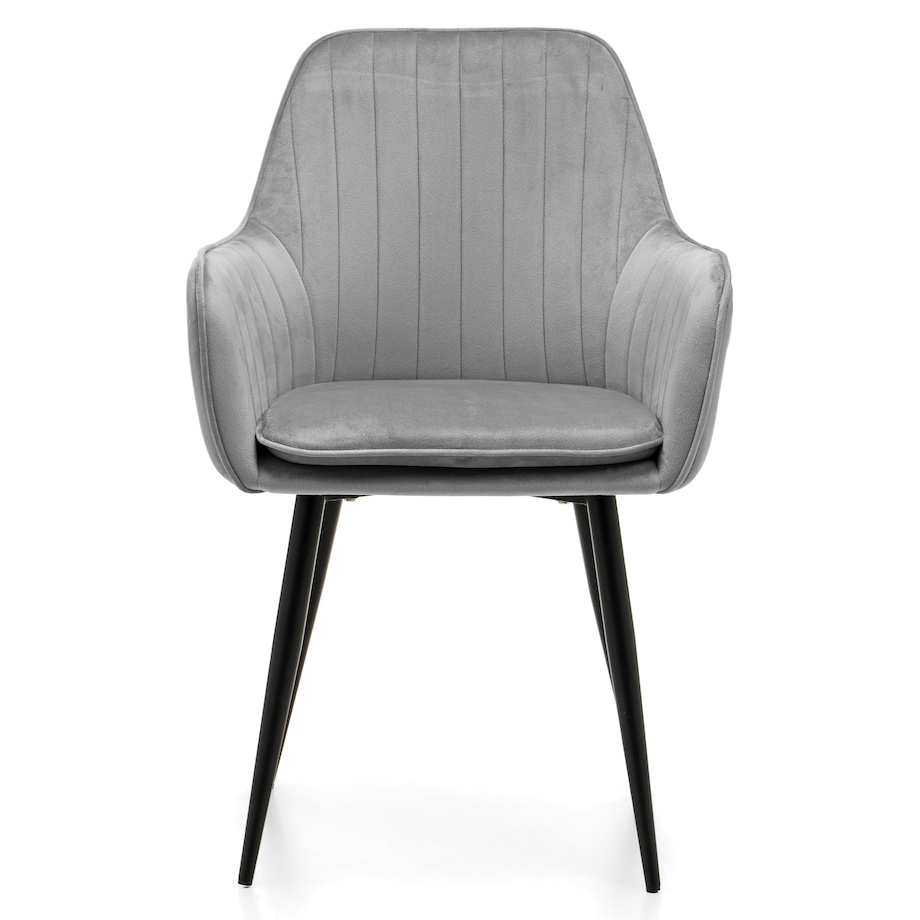 Krzesło tapicerowane EMILIA jasnoszara welur salon jadalnia