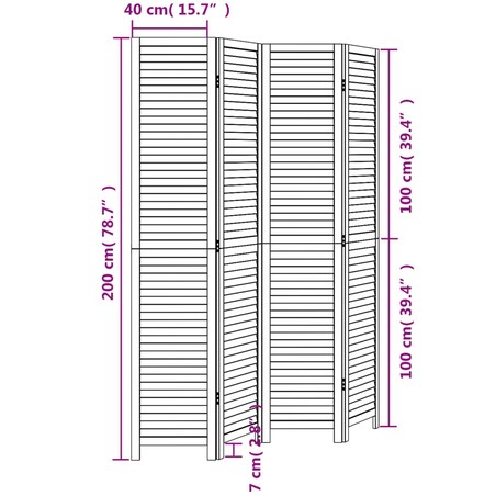 vidaXL Parawan pokojowy, 4-panelowy, biały, lite drewno paulowni