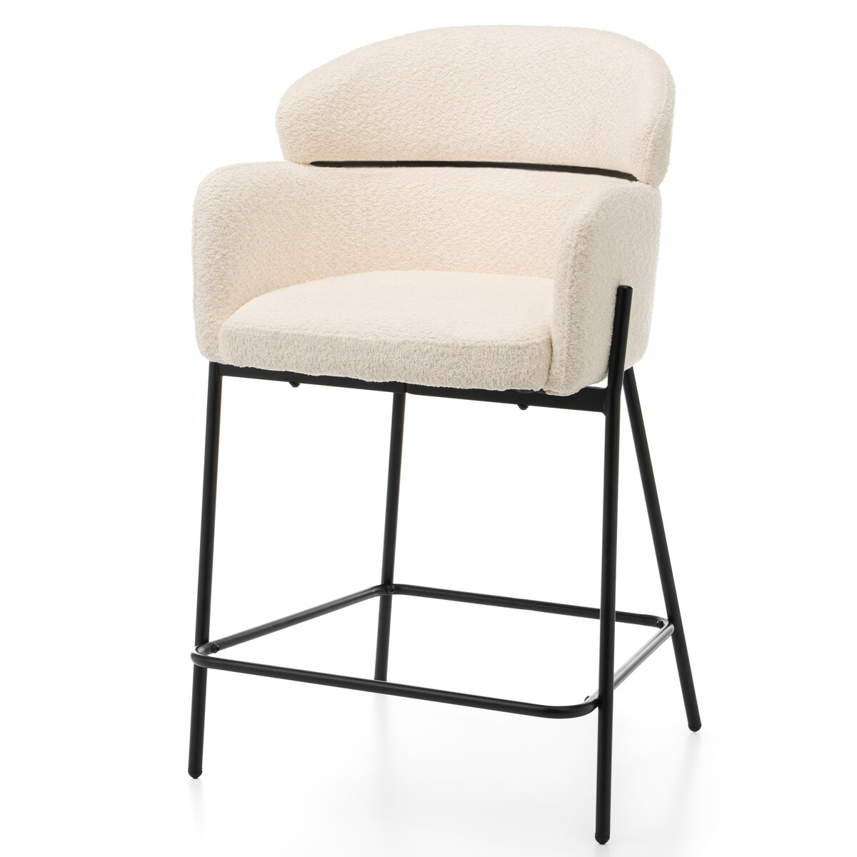 Hoker tapicerowany boucle do salonu BOLZANO jasnobeżowy ecru