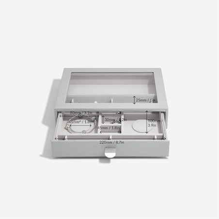 Szkatułka na charmsy Stackers Pebble classic kamienna szarość z szufladą i szklaną pokrywką