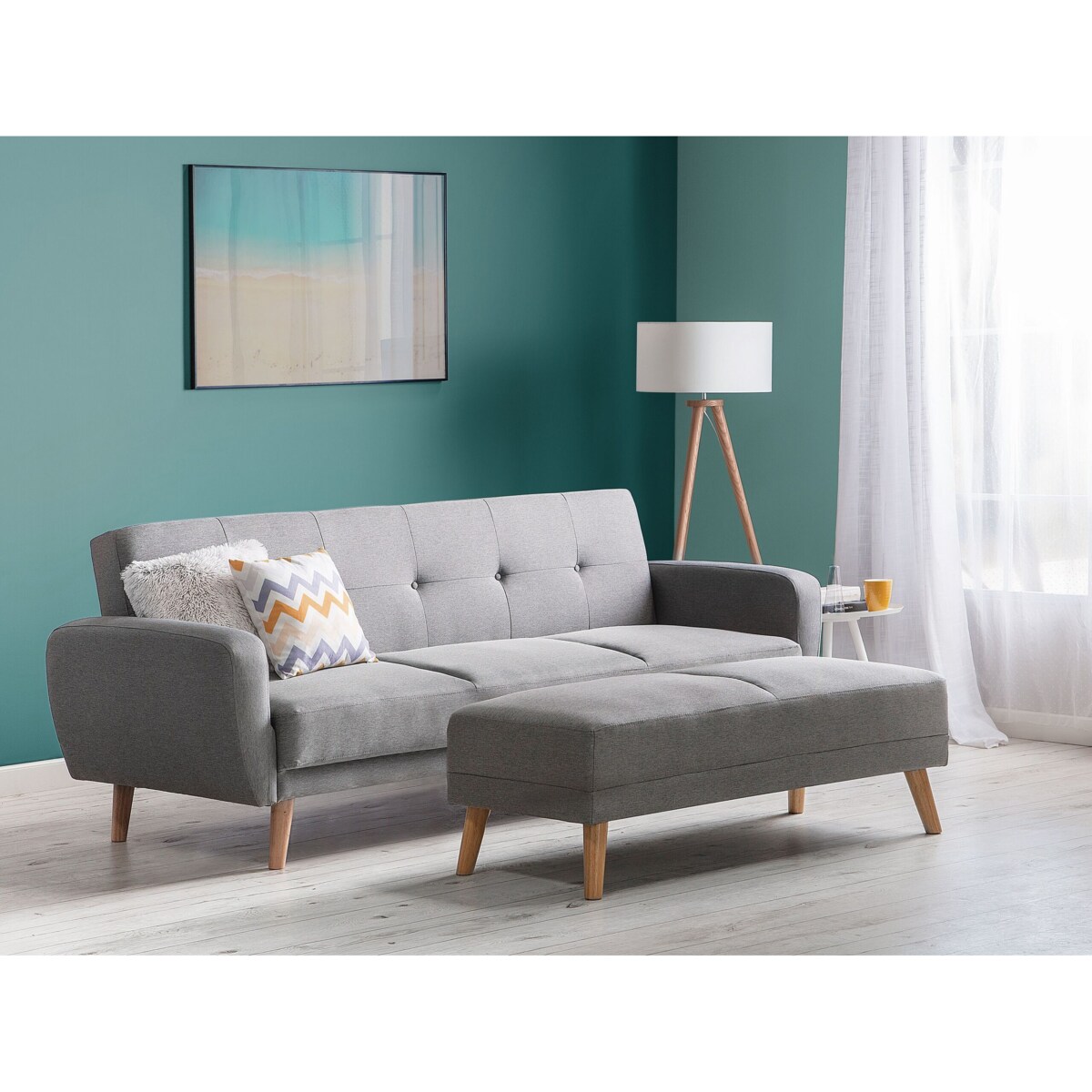 Sofa rozkładana 3-osobowa szara FLORLI