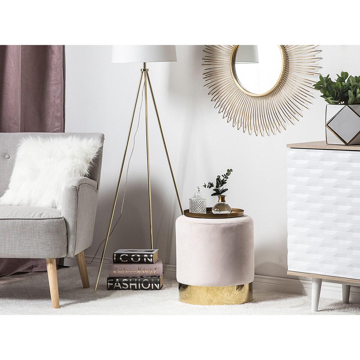 Puf welurowy ⌀ 39 cm różowy SOPHIA