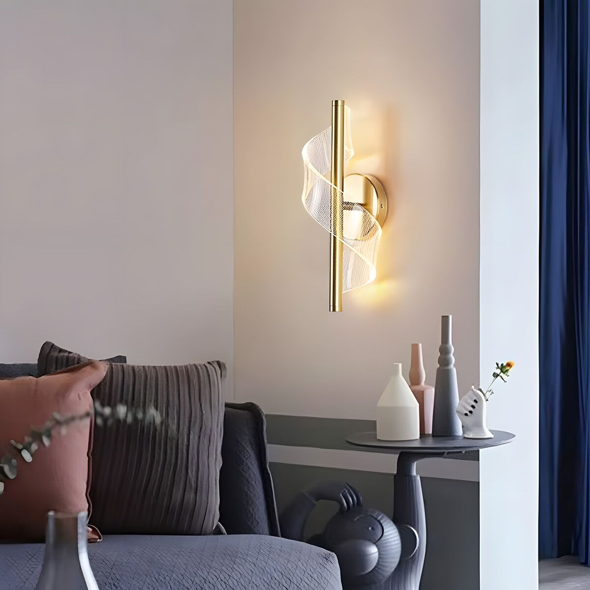 Kinkiet Led G032-W Złoty, Metal, Tworzywo Sztuczne