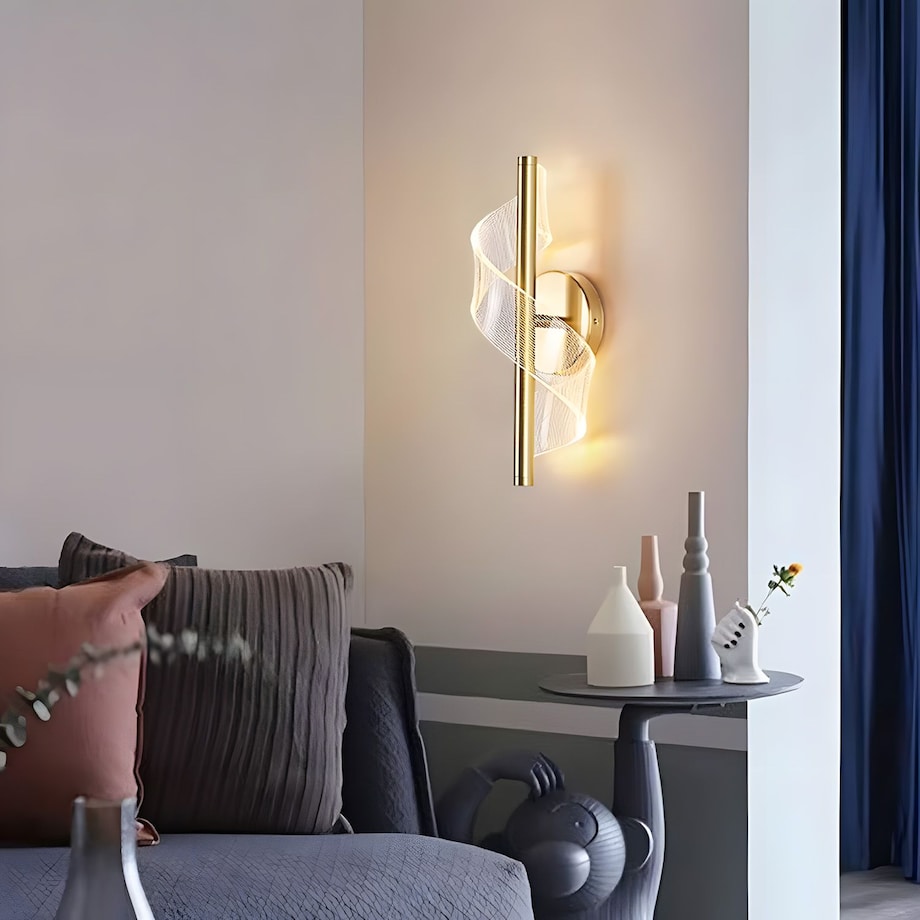Kinkiet Led G032-W Złoty, Metal, Tworzywo Sztuczne