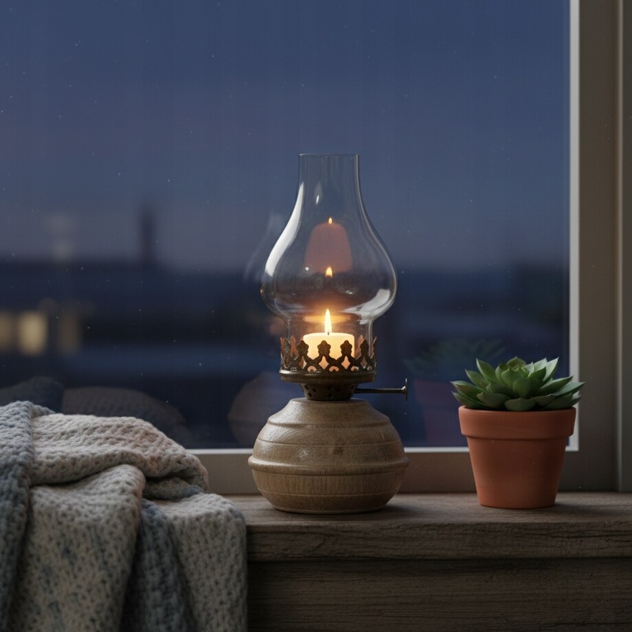 LAMPION ŚWIECZNIK TEALIGHT LAMPA NAFTOWA DREWNIANY DO DOMU SALONU 20cm