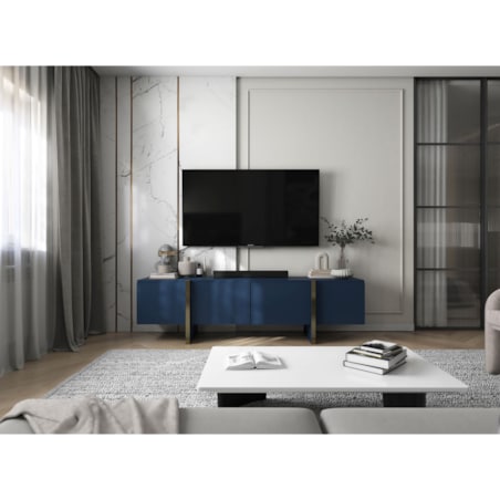 Szafka RTV Kenzo Nowoczesna Komoda RTV Glamour Granatowy Mat 180 cm