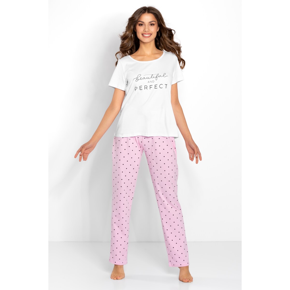 Piżama Flawless White-Pink, XL