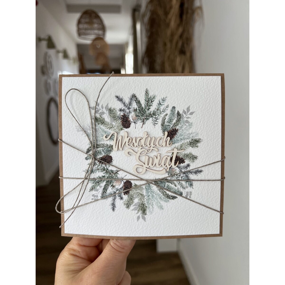 Wyjątkowa ręcznie robiona kartka świąteczna na Boże Narodzenie na piękne życzenia świąteczne - prezent