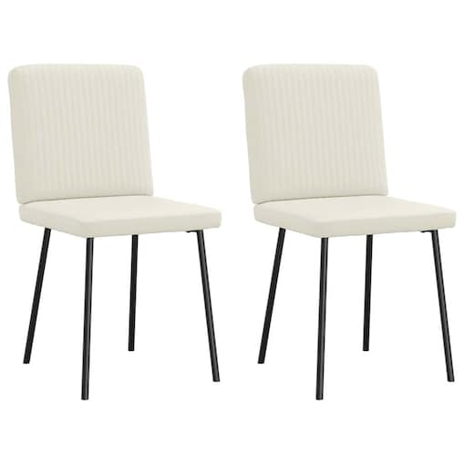 vidaXL Krzesła stołowe, 2 szt., kremowe, obite aksamitem