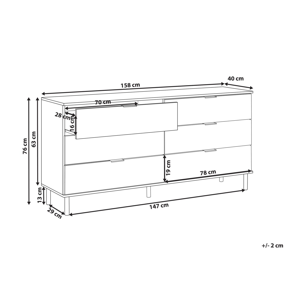 Komoda 6 szuflad biała WALPOLE
