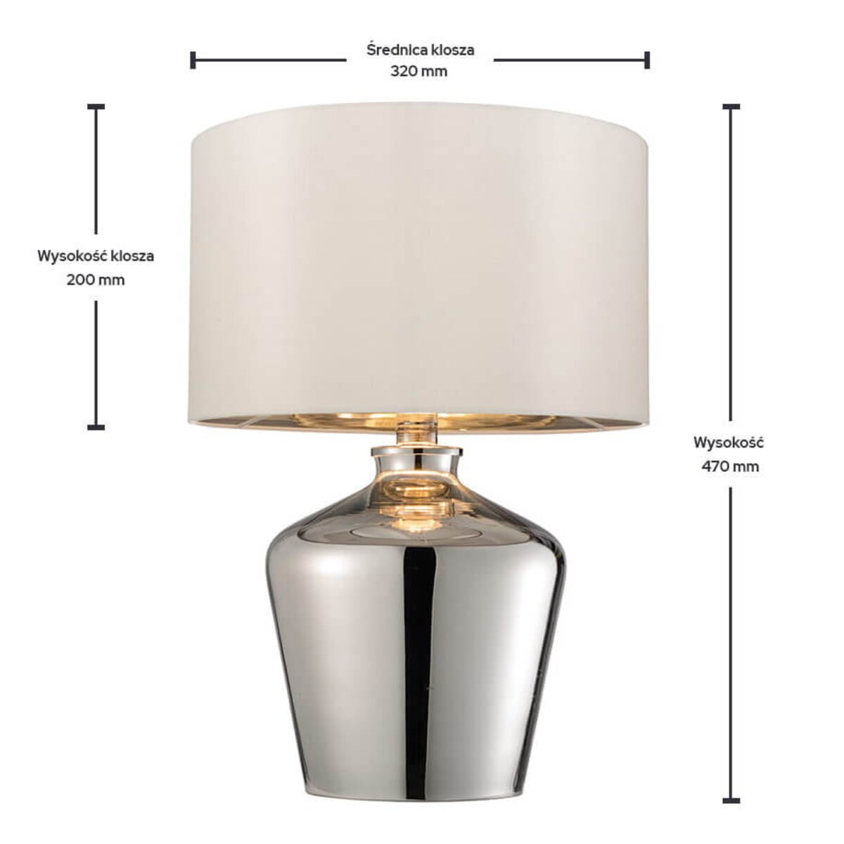 Abażurowa lampa stołowa Waldorf 61198 Endon ecru kość słoniowa chrom