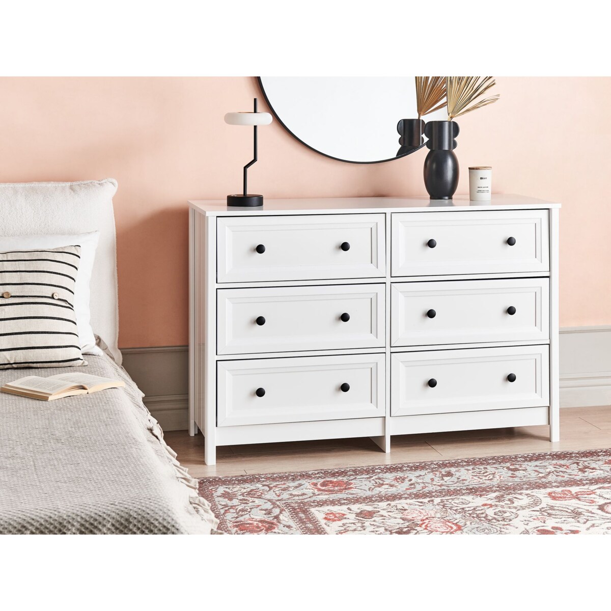 Komoda 6 szuflad biała HAZELVALE