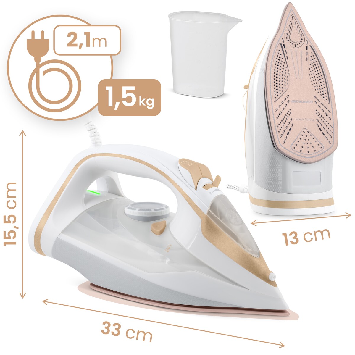 Żelazko parowe 3000W ceramiczna powłoka praca w pionie Berdsen 333000