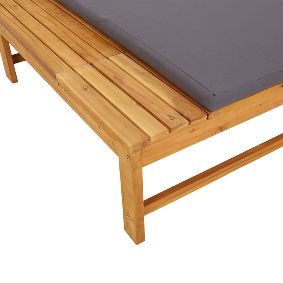 vidaXL Leżak z poduszkami, ciemnoszary, lite drewno akacjowe