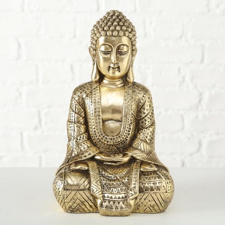 Figurka Budda 30 cm Złota Ozdobna Premium na Taras do Ogrodu Balkonu