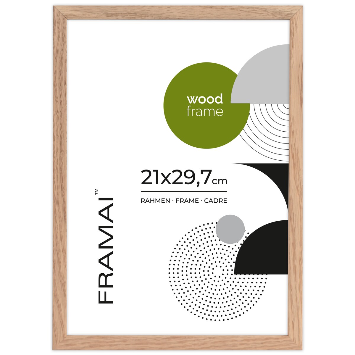 Ramka na zdjęcia 21x29,7 cm A4 ramka drewniana dębowa naturalna foto ramka z litego drewna dębowego prostokątna OAK FRAMAI