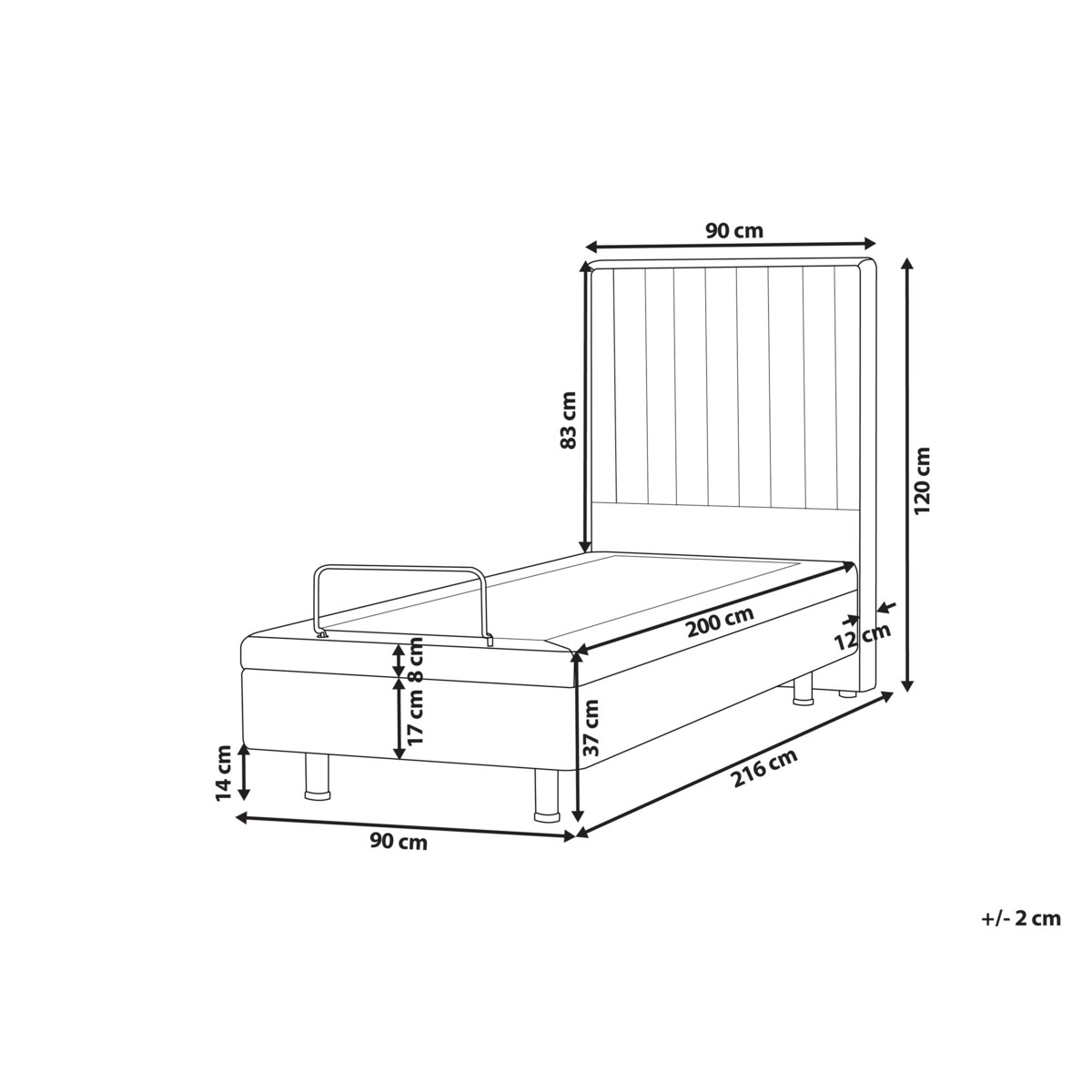 Łóżko regulowane Boucle DUKE II 90 x 200 cm Złamana biel