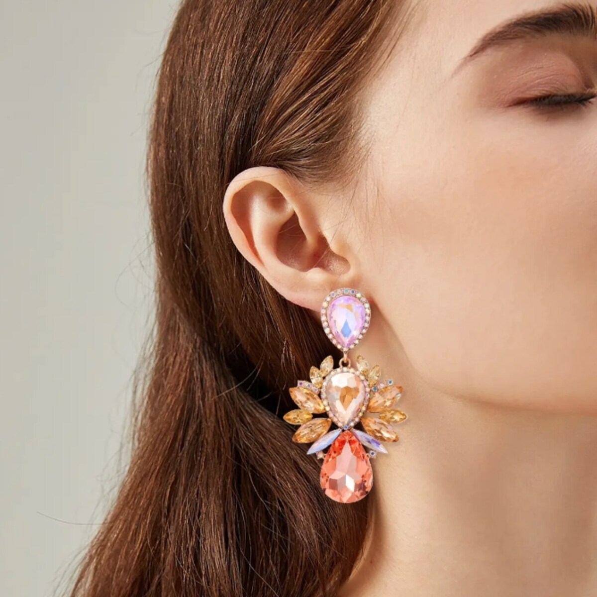 Niespotykane kolczyki jasne łosiowe champagne złote OKAZAŁE błyszczą wow