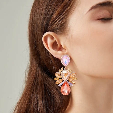 Niespotykane kolczyki jasne łosiowe champagne złote OKAZAŁE błyszczą wow