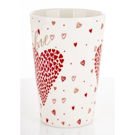 Kubek porcelanowy 440 ml z czerwonym sercem 13x13x8,5 cm AMAR