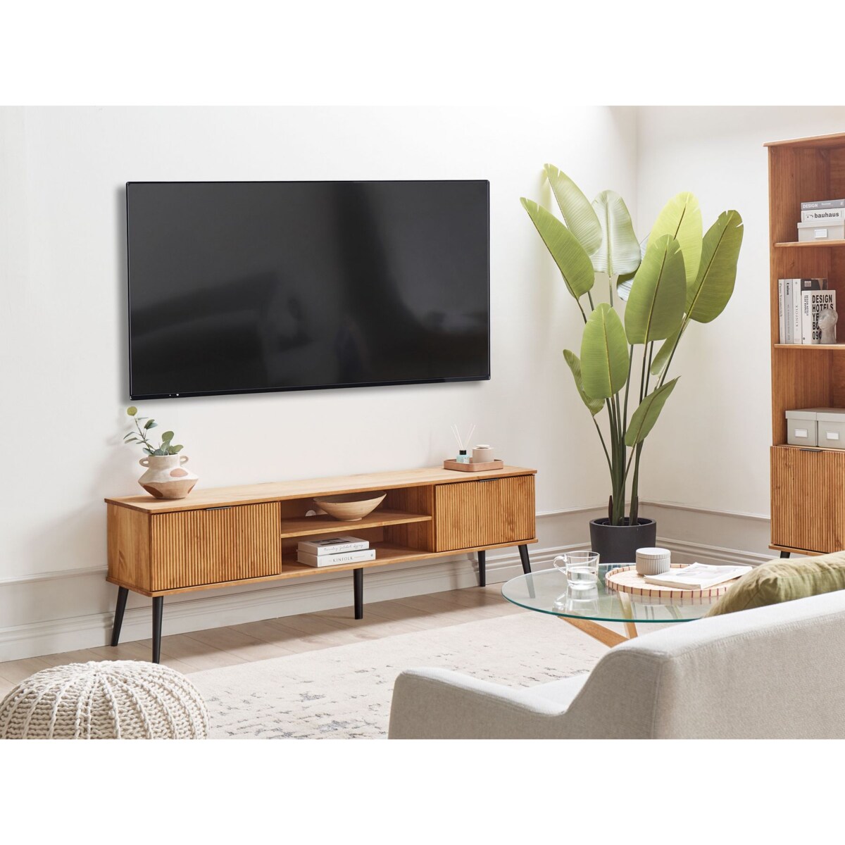 Szafka RTV TIMMINS Drewno sosnowe Brązowy