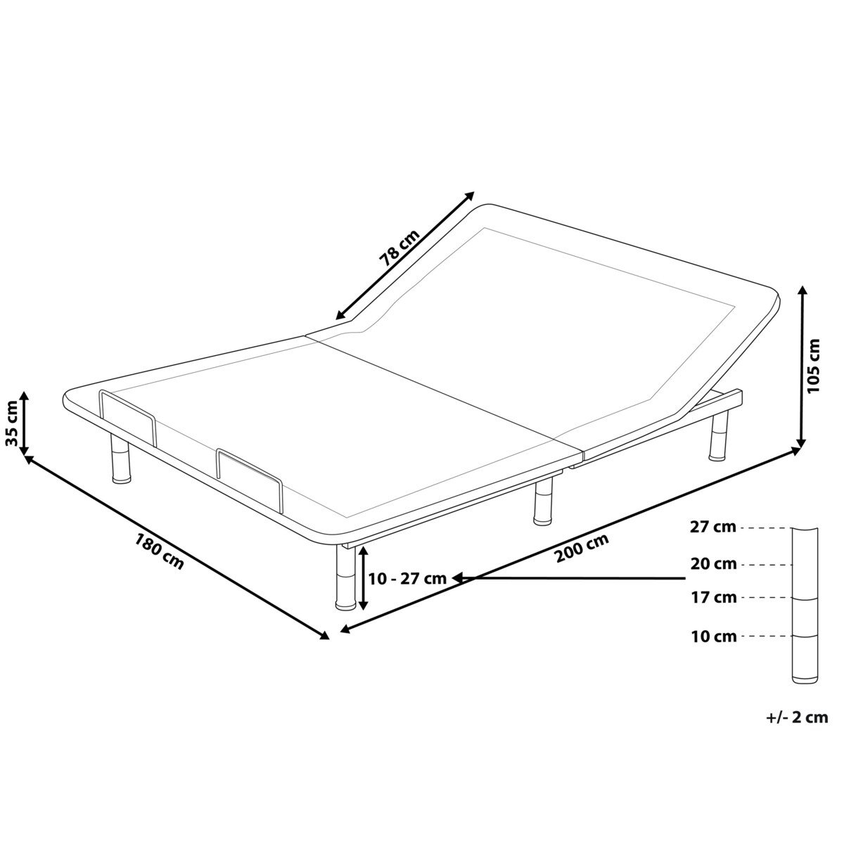 Elektryczny stelaż do łóżka BRUNOY 180 x 200 cm Szary