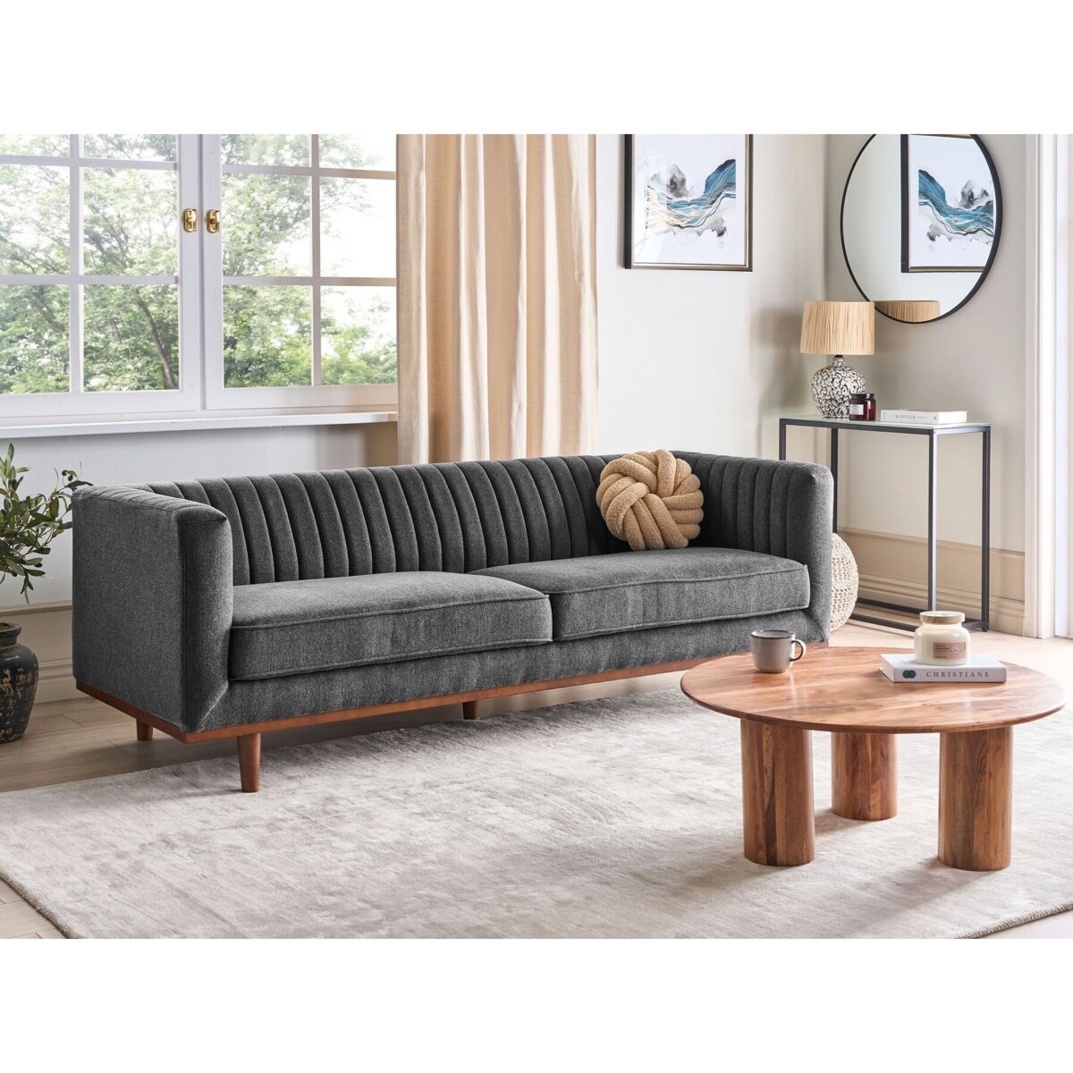 Sofa 3-osobowa ciemnoszara SKAULE