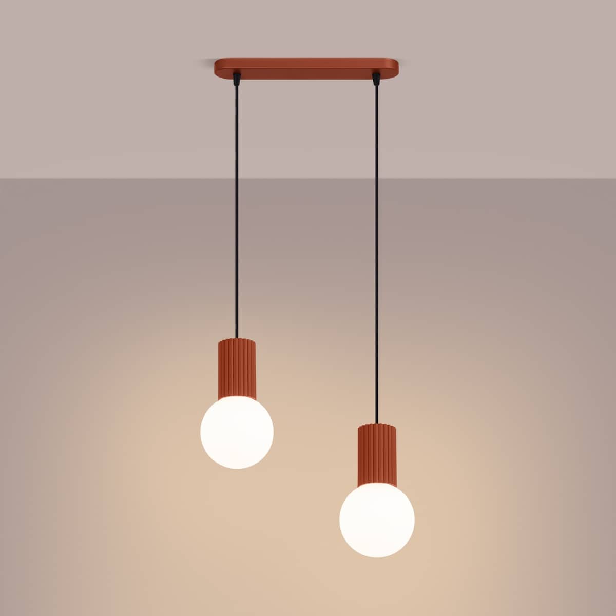 Lampa wisząca HALO 2L ochra czerwona
