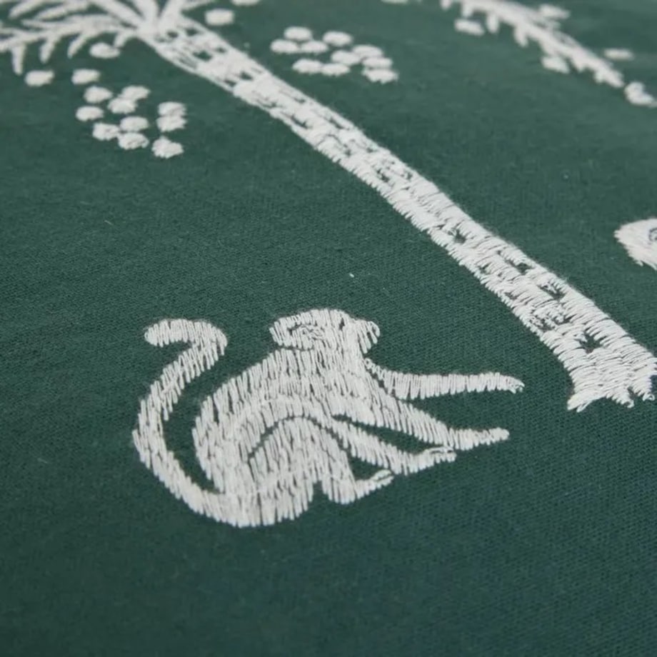 Poduszka dekoracyjna haftowana Palm Resort 45x45cm zielona