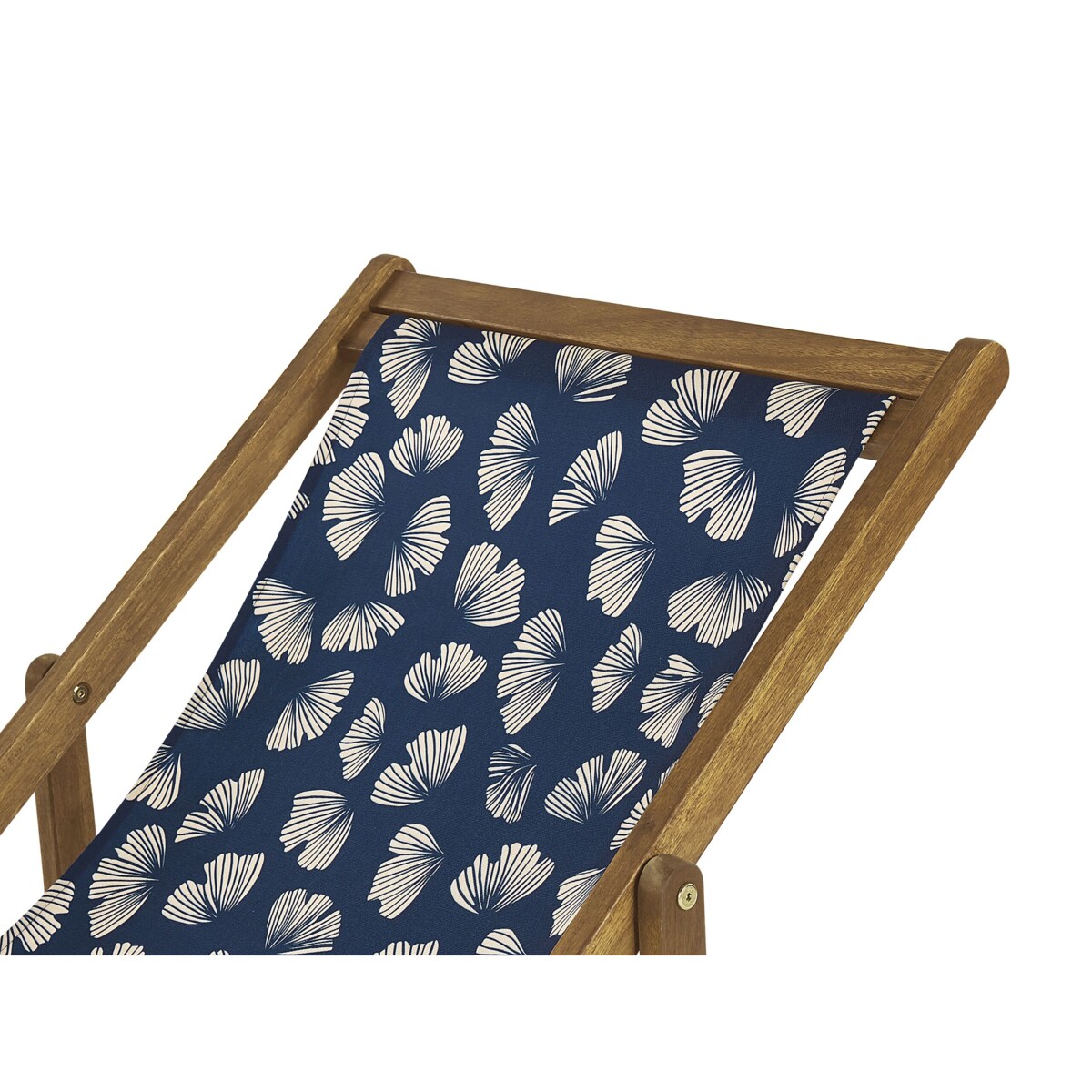 Zestaw 2 leżaków ogrodowych jasne drewno akacjowe wzór w kwiaty ciemnoniebieski ANZIO