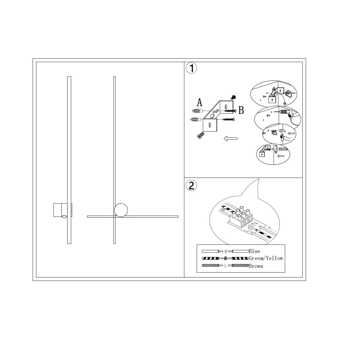 LAMPA ŚCIENNA PORTEBA ZŁOTO CZARNA