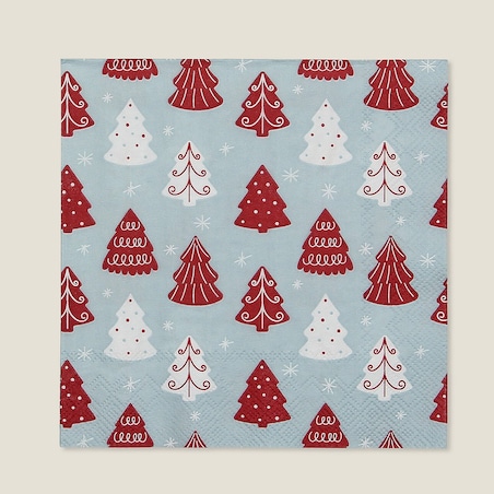 Serwetki świąteczne Winter Trees II 16x16 cm boże narodzenie, święta, świąteczne, czerwony-niebieski, 16x16x3 cm