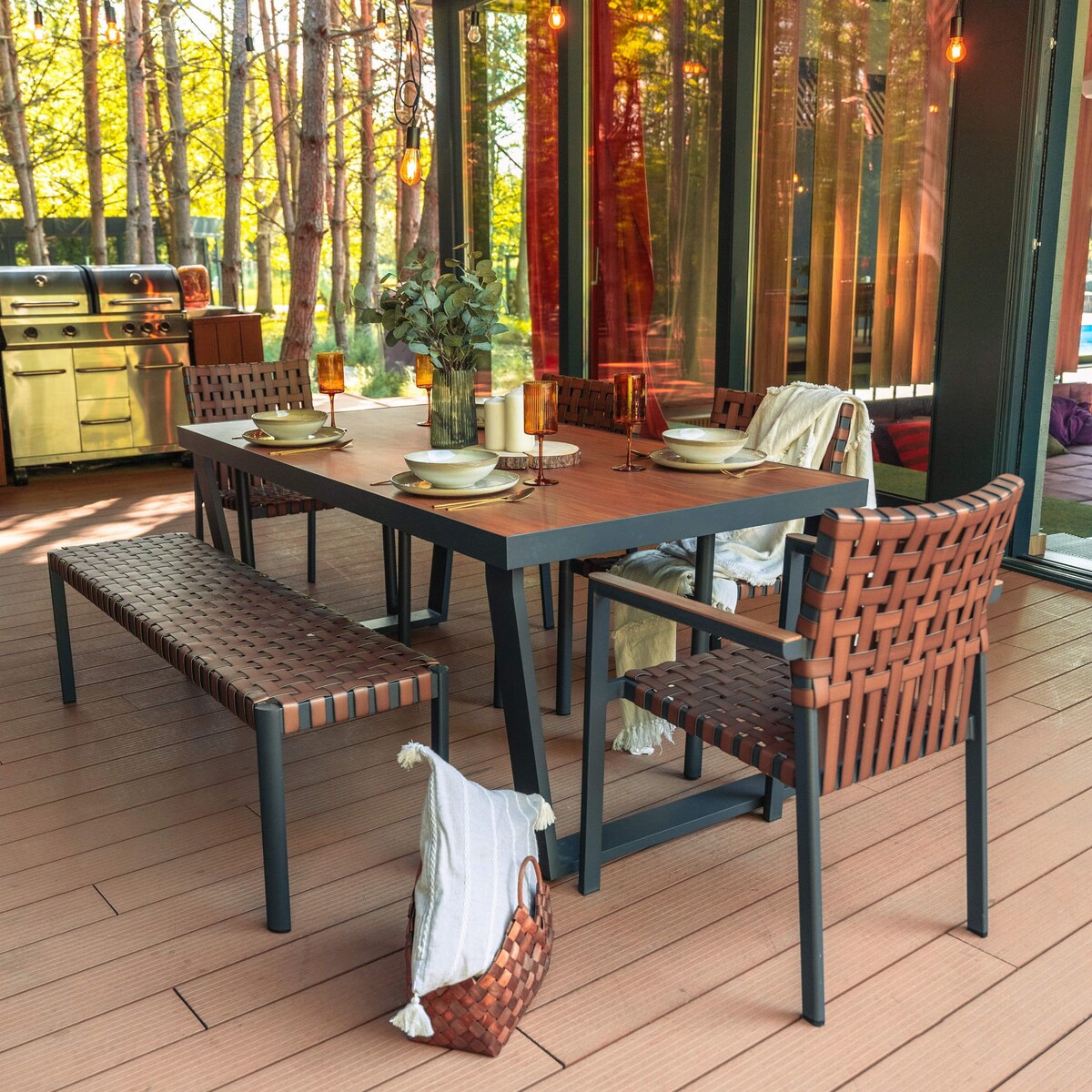 Zestaw mebli ogrodowych jadalnianych Texas z dużym stołem