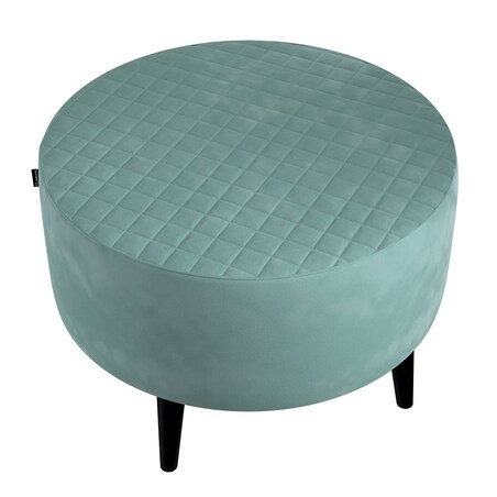 Podnóżek okrągły pikowany, szara mięta, Ø60 x 40 cm, Velvet