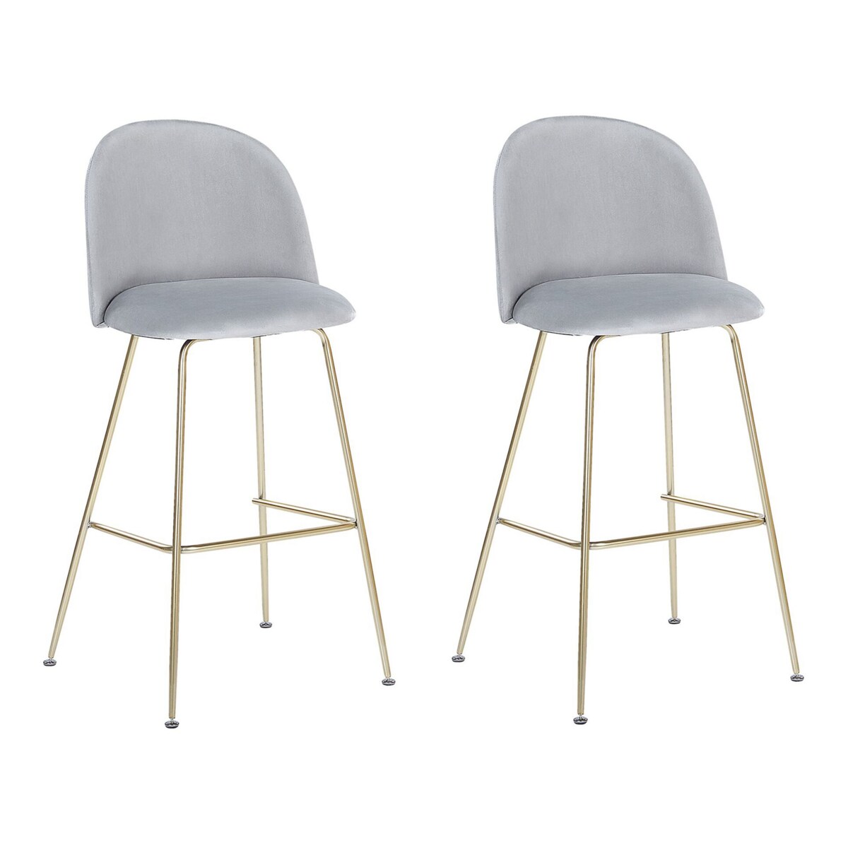 Zestaw 2 krzeseł barowych welurowy szary ARCOLA