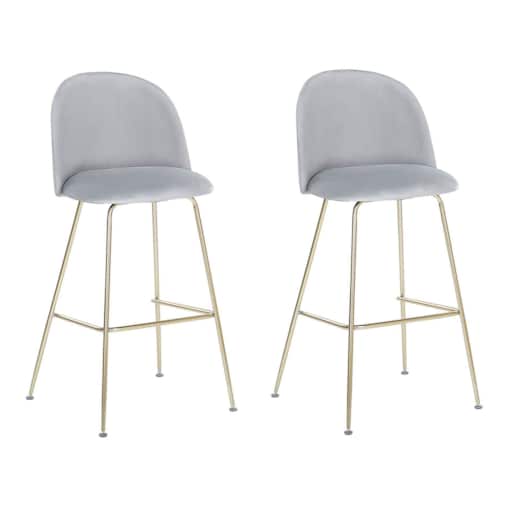 Zestaw 2 krzeseł barowych welurowy szary ARCOLA