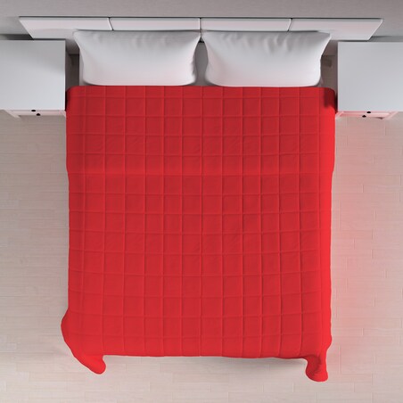 Narzuta pikowana w kratę 260x210 czerwony