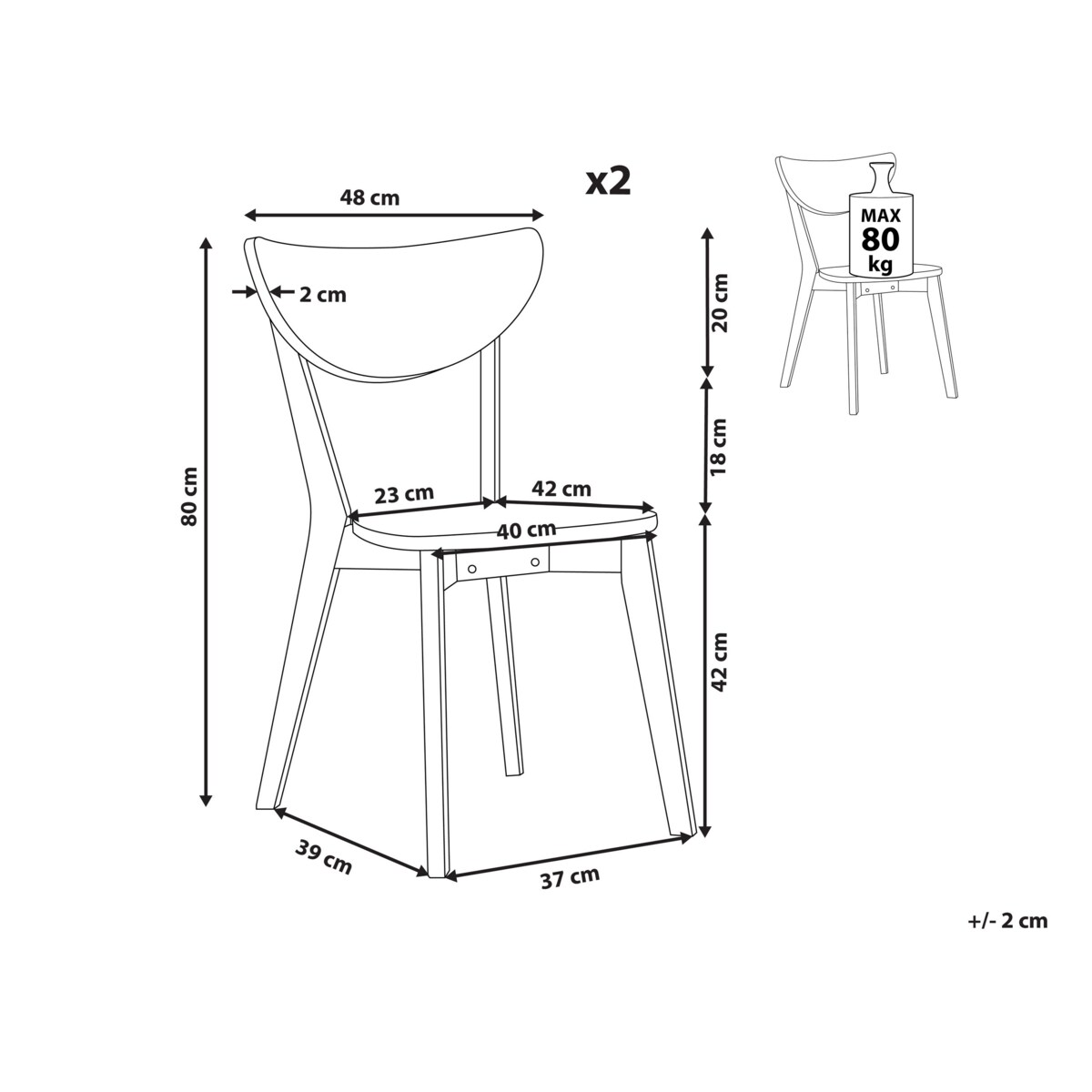 Zestaw 2 krzeseł do jadalni biały ROXBY