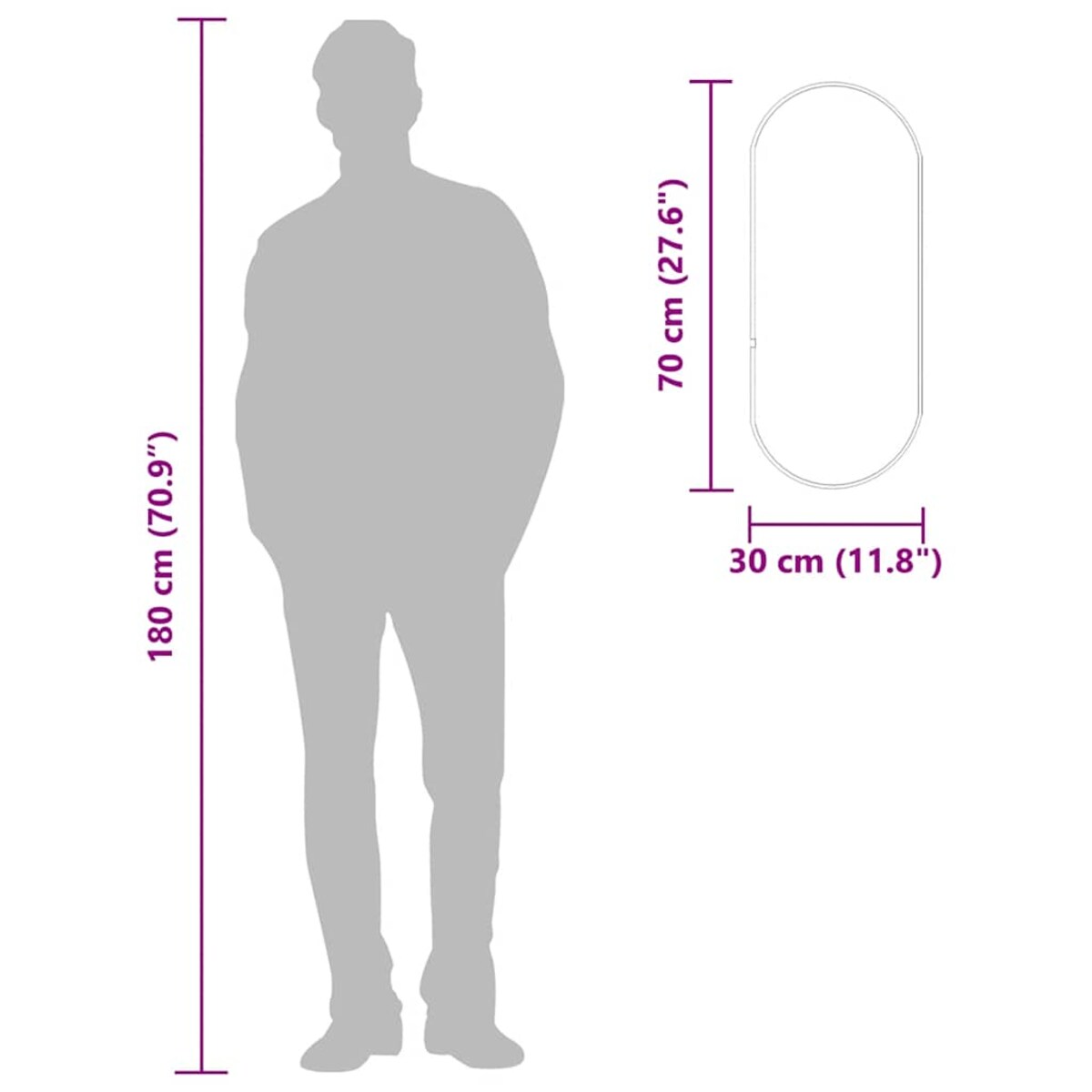 vidaXL Lustro ścienne, złote, 70x30 cm, owalne