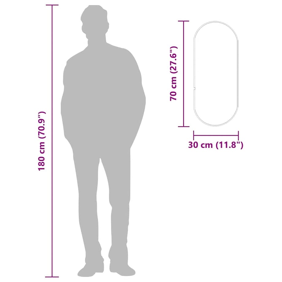 vidaXL Lustro ścienne, złote, 70x30 cm, owalne