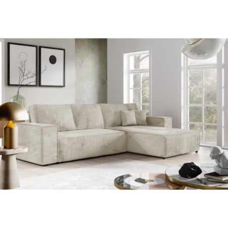 Narożnik MILLE L z funkcją spania, sztruks, Kolor: POSO 55