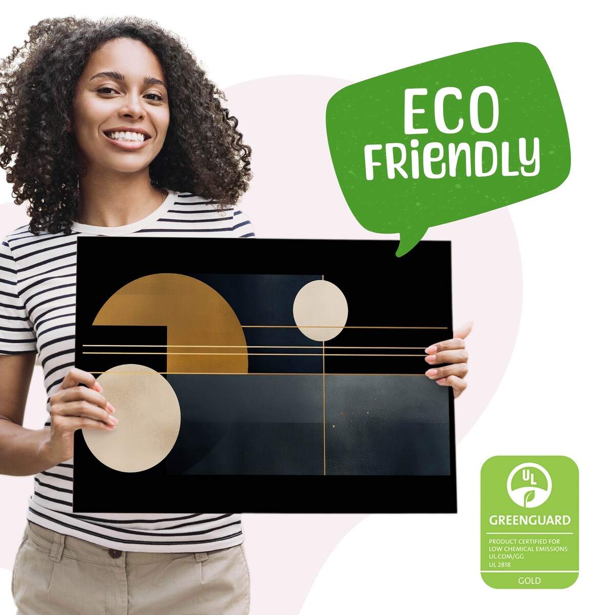 Obraz Do Sypialni Jadalni Abstrakcja Złote Kształty Geometryczne 70x50cm