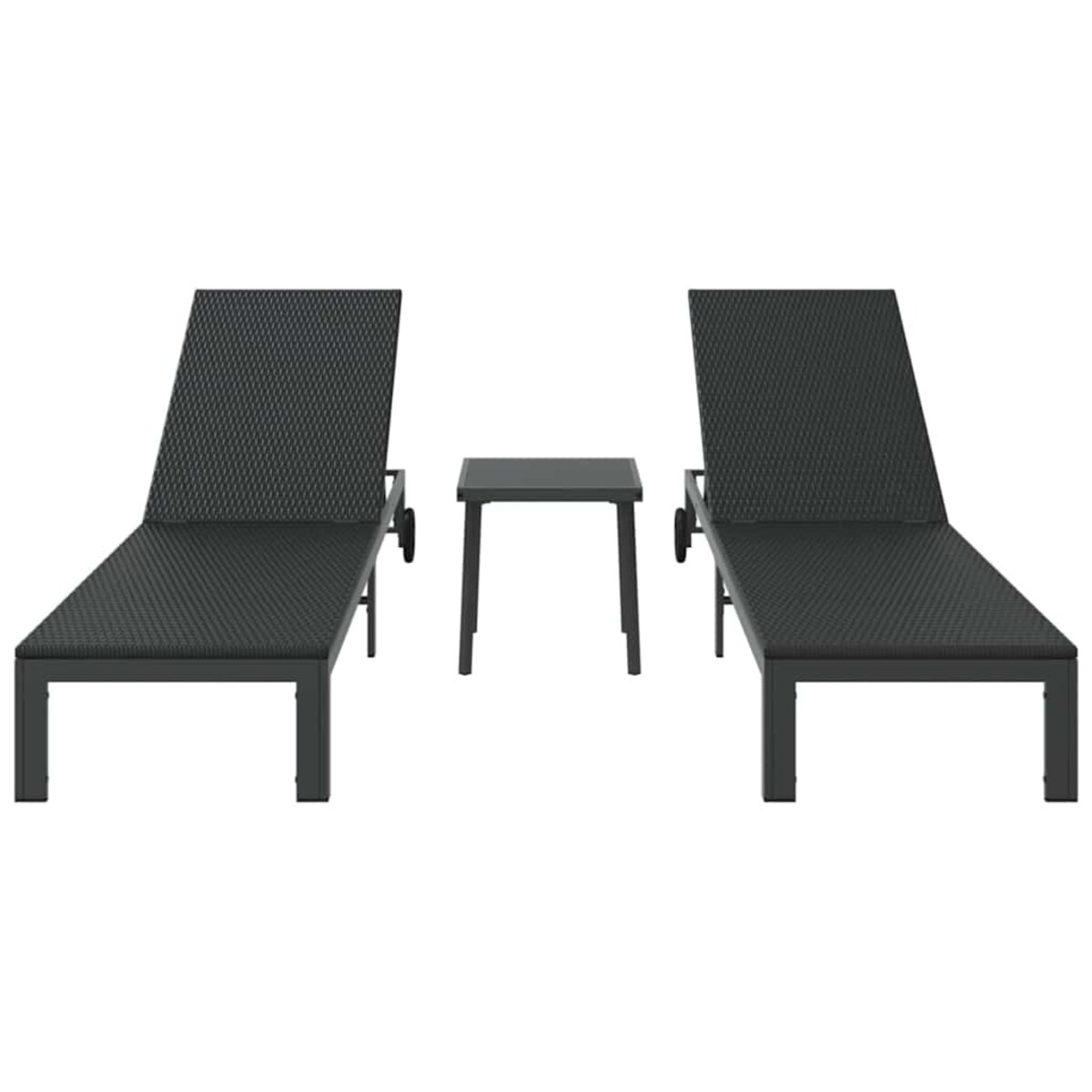 vidaXL Leżak z poduszką 3 pcs Czarny 40 x 39 x 40.5cm polirattan
