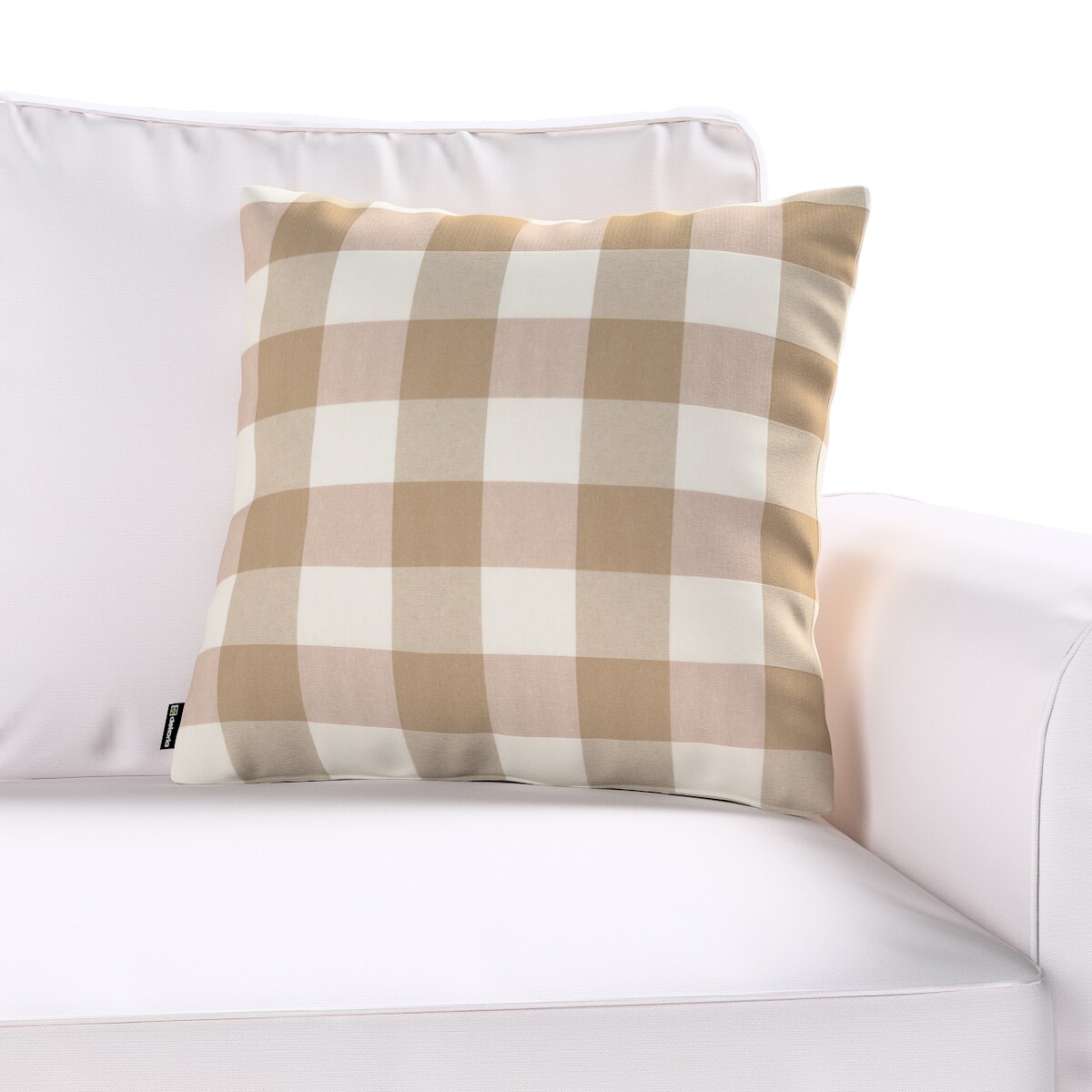 Poszewka Kinga na poduszkę 50x50 beżowo-biała krata (5,5x5,5cm)