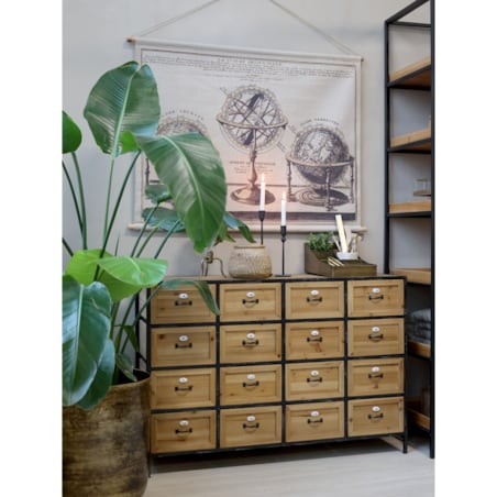 Komoda drewniano-metalowa postarzana z literkami