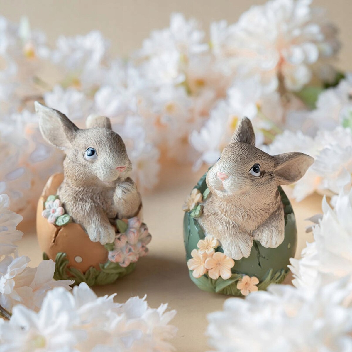 ZAJĄC WIELKANOCNY FIGURKA JAJKO 2 szt. NA WIELKANOC PREZENT ZAJĄCZEK JAJO