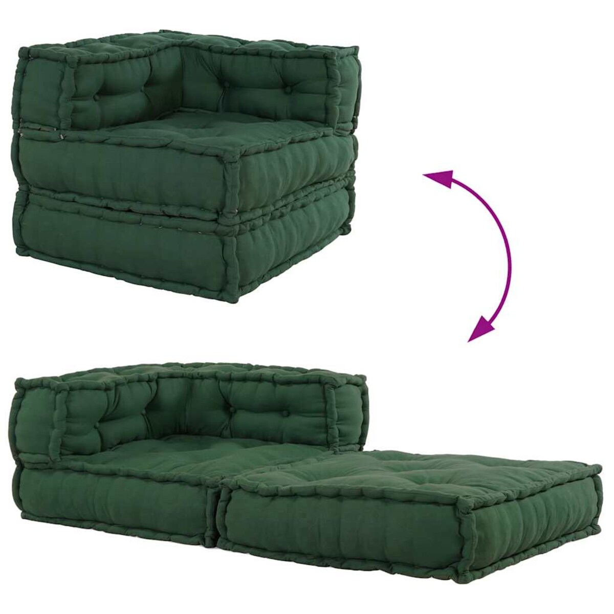 vidaXL Puf modułowy, zielony, 70x70x54, tkanina